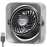 EasyAcc USB Ventilator, Mini Ventilator Leise USB Tischventilator,Starker Exquisit Lüfter und 3 Geschwindigkeiten,270 Grad Drehung Desk Fan für Schreibtisch,Zuhause,Büro - Schwarz