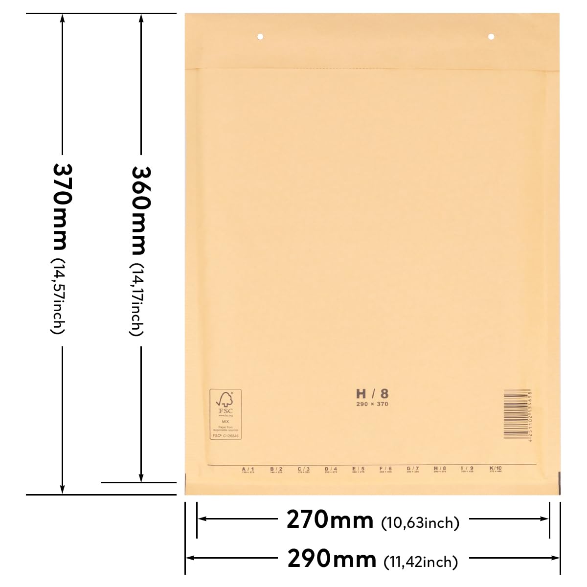 verpacking sobres burbuja 290x370 mm H8 sobres marrones - sobre burbuja sobres acolchados autoadhesivos 100 unidades