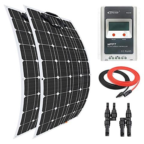 Giosolar Solar Panel 240W Flexible Solar Panel Kit Battery Charger Monocrystalline 20A LCD MPPT Charge Controller for Boat Caravan Off-Grid Cover