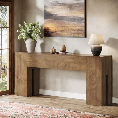 Image of Tribesigns 71-Inch Long Console Table for Entryway, Farmhouse Sofa Console Behind Couch, Entry Table for Hallway, Foyer, Living Room, Natural Oak