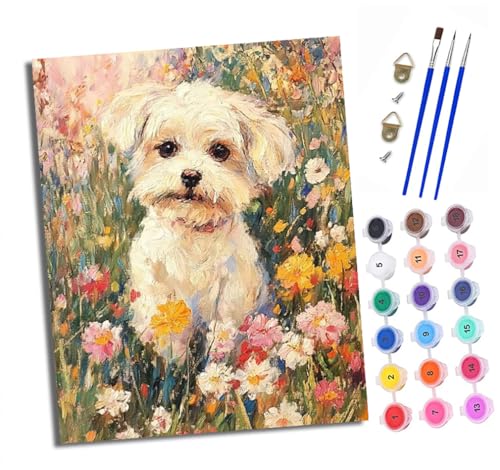 XXHXIE Pintura por Números para Adultos Jardín del Bichón Frisé Kit de Pintar por Números DIY con 3 Pinceles y Pinturas Acrílicas Con marco 40x50 cm Regalo para Decoración de Pared del Hogar XXHXIE Pintura por Números para Adultos Jardín del Bichón Frisé Kit de Pintar por Números DIY con 3 Pinceles y Pinturas Acrílicas Con marco 40x50 cm Regalo para Decoración de Pared del Hogar
