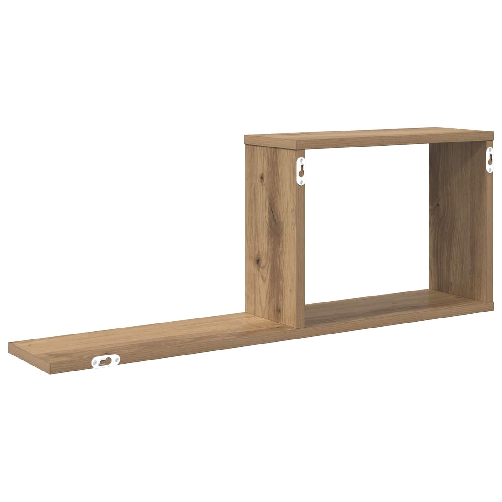 Juego de 2 estanterías flotantes de roble Artisan, estantes de pared de madera, 80 x 15 x 30 cm, estantes colgantes con soporte invisible, juego de tablero de pared para salón, oficina y