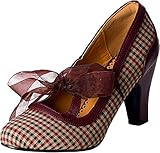 Dancing Days Damen Schuhe Uptown Girl Pepita Bow 40s Pumps Geschlossen (Bordeaux/Beige/Schwarz/Rot, Numeric_40)