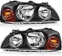 LSAILON Headlight Assembly Replacement Fit 2004-2006 For Hyundai Elantra Black Housing Amber Reflector Clear Lens