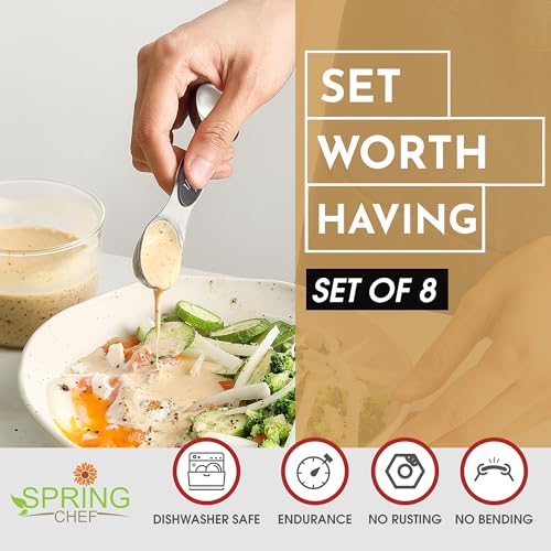 Image of Spring Chef Stainless Steel Magnetic Measuring Spoons Set of 8, Gray