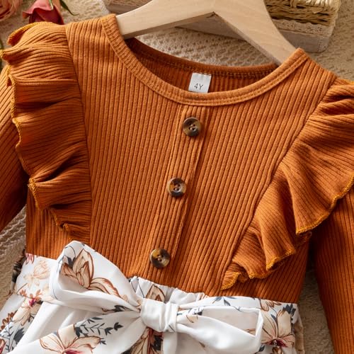 Nileafes Little Girl Ruffle Fall Winter Long Sleeve Dress Printed Party Holiday Clothes3