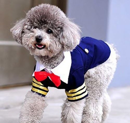 Captain Dog Navy Uniform with Red Bow Tie, Sailor Jumper Suit for Best Fashion Pets (XXL)