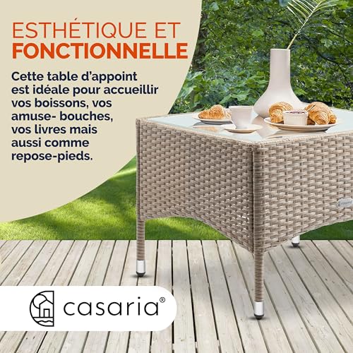 Table d'appoint en polyrotin résistant, petite table extérieur pour thé en plein air - 6