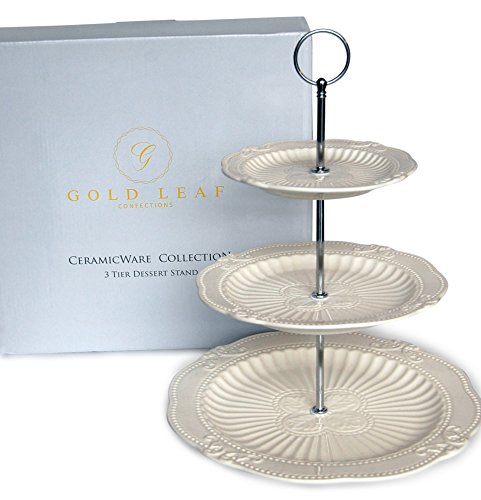 Victoria Interchangeable 2 or 3 Tier Cake Cupcake Dessert Display Stand - Perfect for Entertaining - Elegant Serving PlatePlatter Includes Silver and Gold Hardware