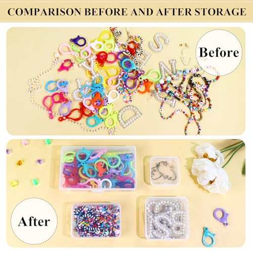 Image of 60 Pieces Small Plastic Bead Organizer Container, Mini Clear Storage Box with Hinged Lid for Beads, Ear Plugs, Eye Lash, Small Items (1.37 x 1.37 x 0.7 Inch)