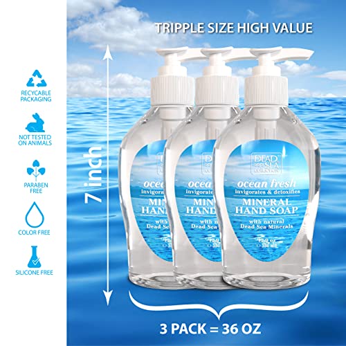 Image of Dead Sea Collection Ocean Scent Hand Soap - Liquid Hand Soap for All Skin Types - Pack of 3 (12 Fl. Oz. Each)
