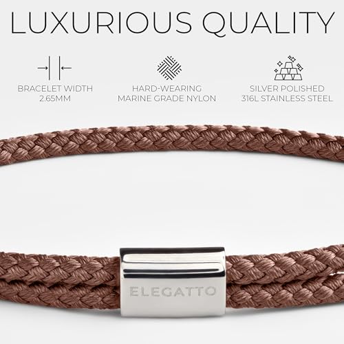 Elegatto Sailor Premium Rope Bracelet for Men | Nylon Marine Cord with Silver Polished Stainless Steel Pull Rope Closure | Men’s Designer Bracelets3