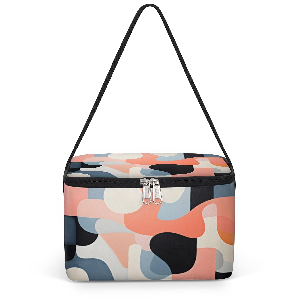 Modern Design Lunch Bags for Women Men 9 Cans, Hot & Cold Food Delivery Bag Insulated Grocery Bag Insulated Lunch Box Colorful Geometric Cooler Bag for Office Work Picnic Beach