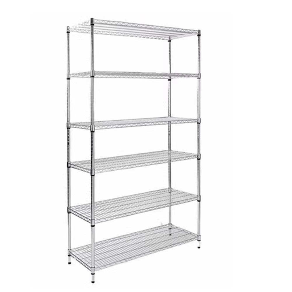 Scaffale regolabile a 4 ripiani in metallo in filo di acciaio inossidabile, 6 ripiani, per casa, cucina, ufficio, 60 x 40 x 150 cm, design resistente