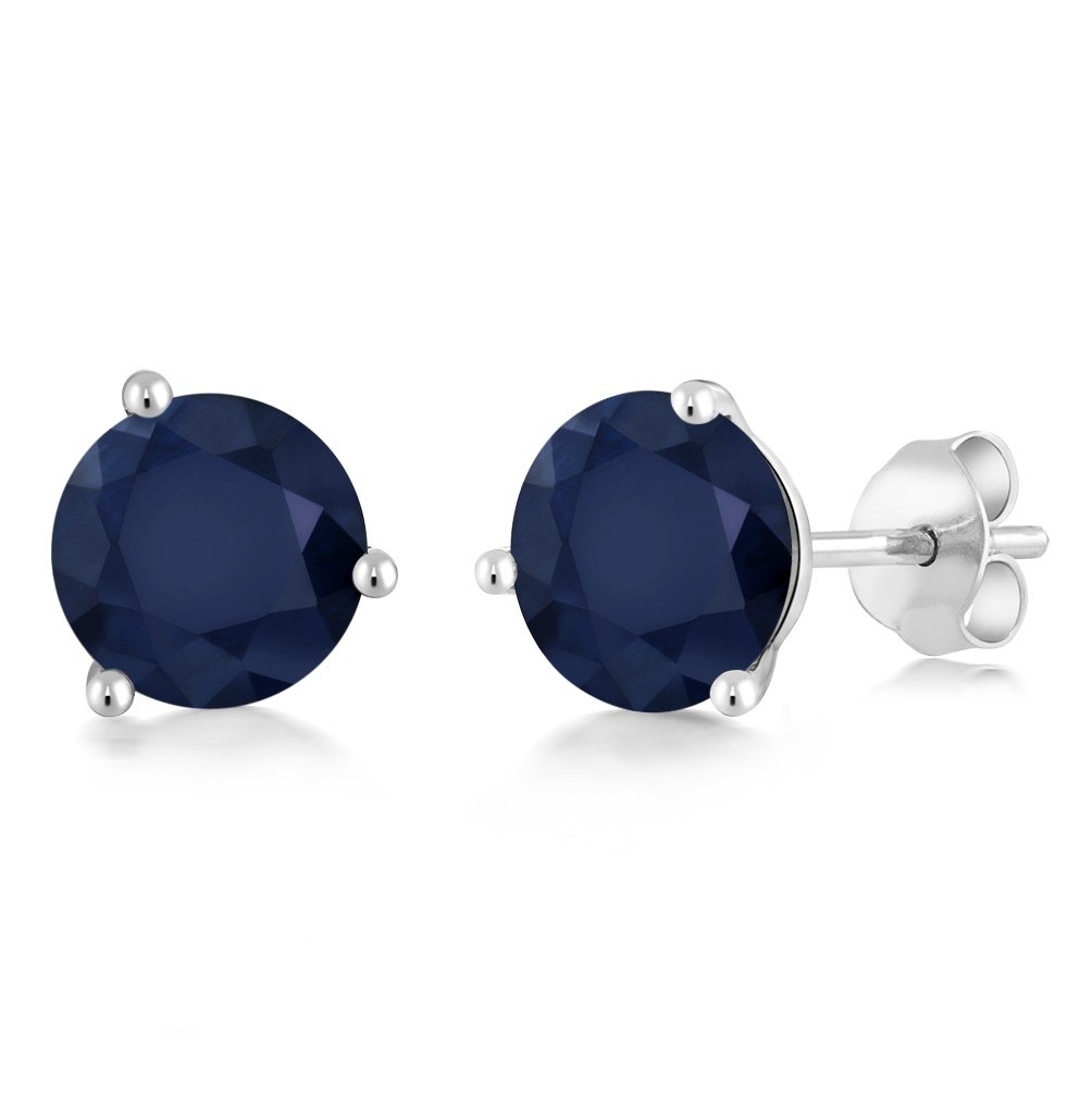 Gem Stone King 14K Gold 6MM Round Gemstone Birthstone Martini 3 Prong Stud Earrings Gold Earrings For Women
