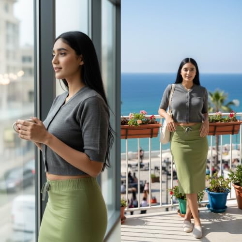 Image of Women Winter Wear V-Neck Half Sleeves Regular Fit Woollen Blouse