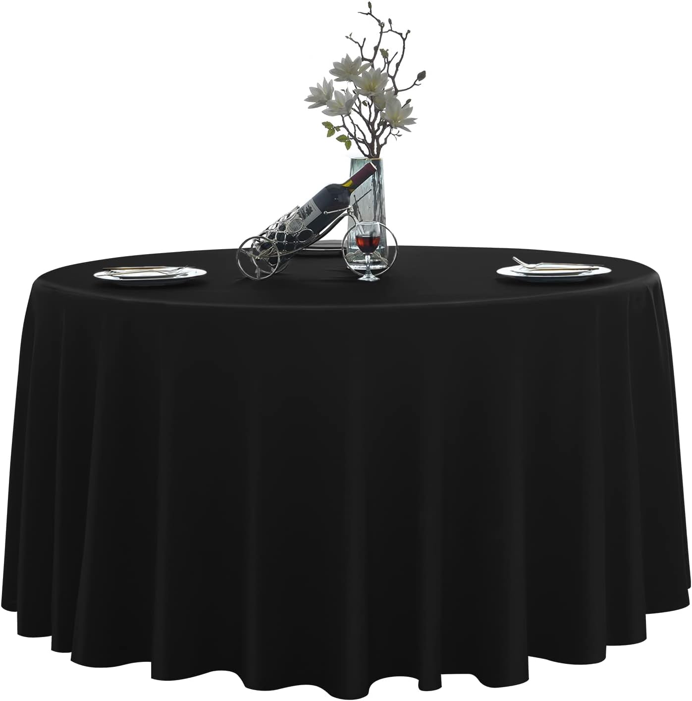 LEQEE Round Tablecloth,2 Pack 132inch Stain and Wrinkle