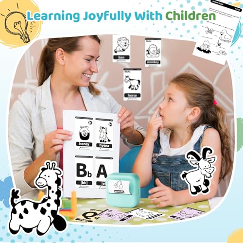 Image of Ponek Mini Sticker Printer, Print Pods Mini Thermal Sticker Printer M02X, Stickers Maker Machine for Kids, Student, Family, Green