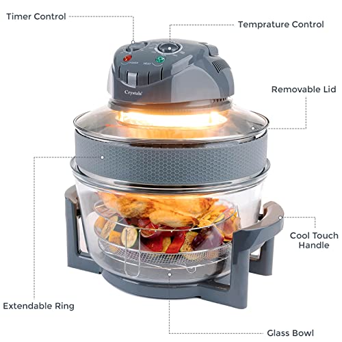 Crystals 17L/1400W Air Fryer, Halogen Oven Fryer Oil-free Meals With Our Manual Air Fryer, Includes Accessories Pack, 60 Minute Timer & Extender Ring, For Baking, Roasting, Grilling Variety Of Dishes - Image 4