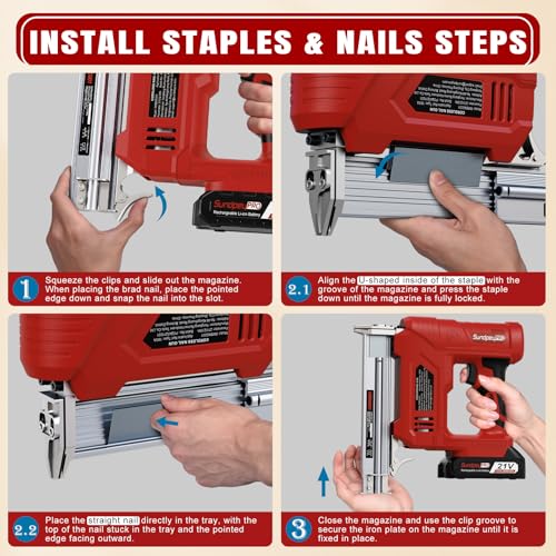 SundpeyPRO 18GA Nail Gun Cordless 21V - 2 Firing Modes Electric Stapler Gun with 2 2.0Ah Battery - 2-in-1 Cordless Brad Nailer with 600 Nails & 2000 Staples for Home Upholstery Carpentry DIY Projects 4 SundpeyPRO 18GA Nail Gun Cordless 21V - 2 Firing Modes Electric Stapler Gun with 2 2.0Ah Battery - 2-in-1 Cordless Brad Nailer with 600 Nails & 2000 Staples for Home Upholstery Carpentry DIY Projects - Image 4