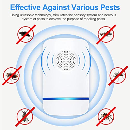 Lot de 6 répulsifs à ultrasons d'intérieur - Répulsif électronique à ultrasons pour moustiques, souris, fourmis, cafards, puces, araignées, insectes pour maison, hôtel, garage, bureau – vue 6
