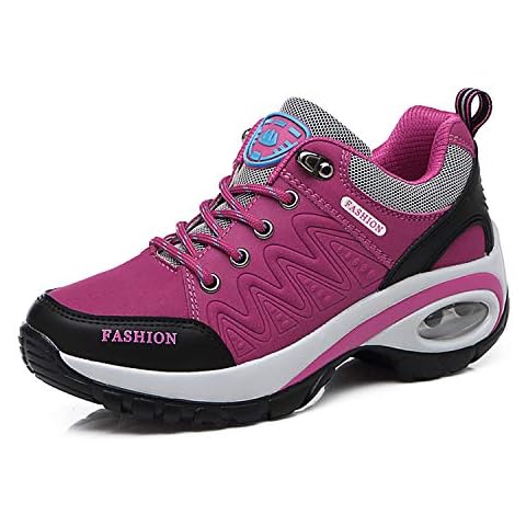 WYSBAOSHU Women Platform Wedge Walking Shoes Casual Lace Up Fashion Sneaker(7.5 M US,Red-3) Cover