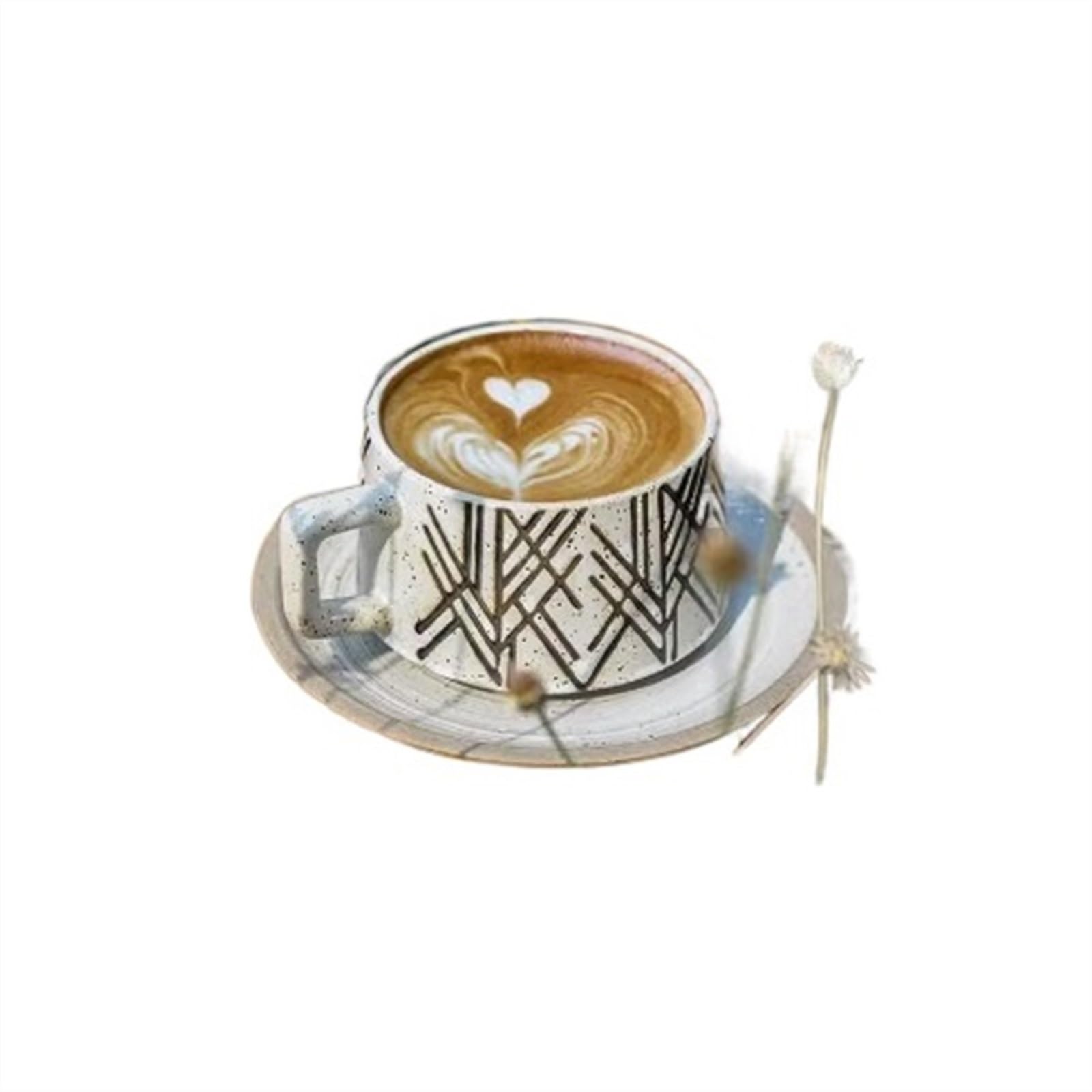 Kaffeetasse Retro Kaffeetasse Teller Set Kreative Schönheit Keramik Tasse Einfache Exquisite Tasse Teetasse(Color:4)