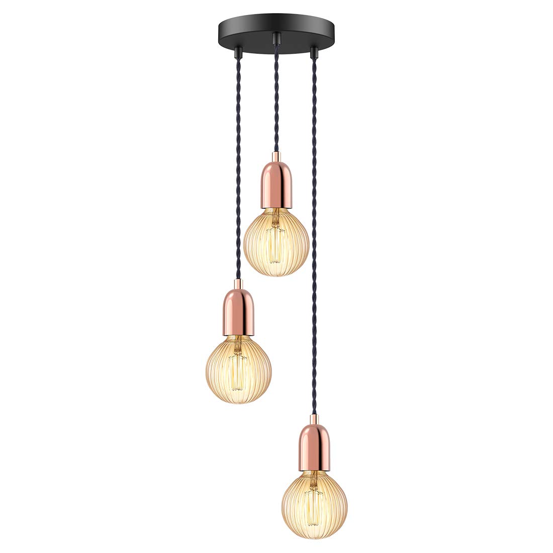 Buy 3 Lights Pendant Light Fitting, Retro Ceiling Light Suitable E27