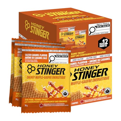 Image of HONEY STINGER Organic Salted Caramel Waffles, 1.06 Ounce (Pack of 12) | sports-nutrition-endurance-and-energy-bars