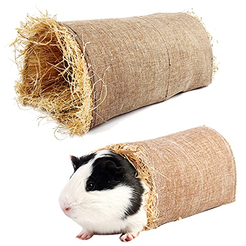 HUTVD Túnel de Juguetes para Hámsteres, Tunnel de Actividades para Animales Pequeños Túnel de Hierba Cama Nido para Cobayas, Hámsteres, Cerdos Holandeses, S+M Cover