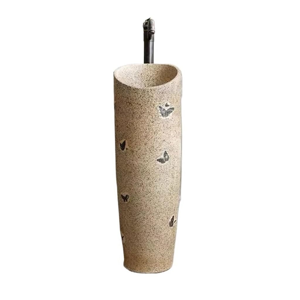 AYCDL Pedestal Sink Outdoor Simple Washbasin Courtyard Vertical Washbasin Balcony Floor-Standing Pedestal Basin Bathroom Pedestal Sink