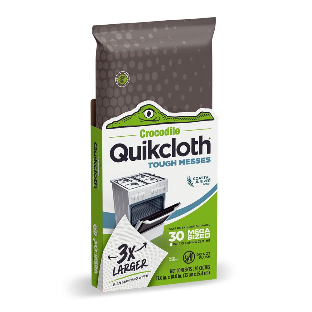 Quikcloth Tough Messes Plant-Based Gentle Plastic-Free Cleaning Wipes for Home Kitchen - Safe on Hands and Surfaces