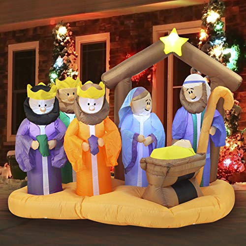 Joiedomi 7 Ft Long Christmas Inflatable Nativity Scene Decoration, Blow Up Inflatables With Build-In Leds For Christmas Party Indoor, Outdoor, Yard, Garden, Lawn Decoration #TOP11