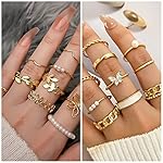 IFKM 36 PC Gold Plated Jewelry Set with 4 Necklace, 11 Bracelet, 7 Ear Cuffs Earring, 14 Knuckle Rings for Women Girls Valentine Anniversary Birthday Friendship Gift - Image 4