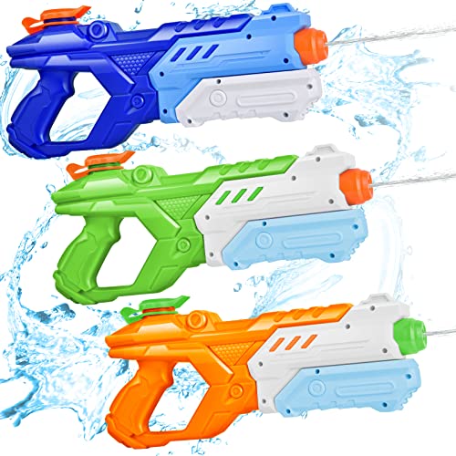 Water Guns for Kids Adults - 3 Pack 600CC Super Squirt Guns Water Soaker Blaster Long Shooting Range Ideas Gift Toys for Summer Swimming Pool Beach Water Fighting Party