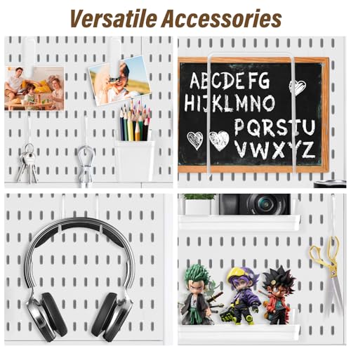 AKTOP Peg Board Wall Organizer 4-Pack – 12"x12" White Pegboard Combination Kit with 13 Accessories for Wall, Plastic Peg Board Panels for Home, Office, Garage Tool Storage & Craft Room - Image 6