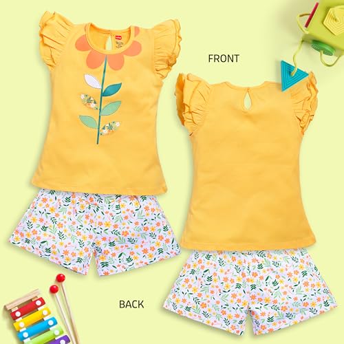 Image of LuvLap Baby Girls Regular Fit 100% Cotton Half Sleeves Girls Top CoSet Pack of 3