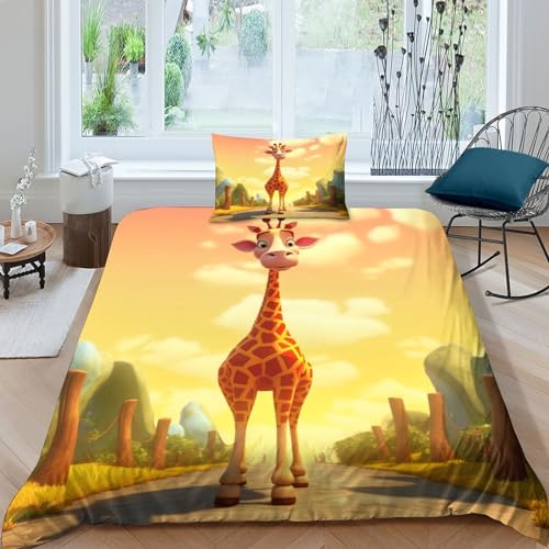 Housse de couette girafe 135x200 microfibre zippée infroissable - 2