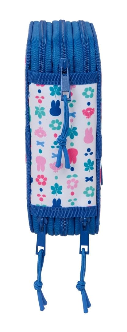 safta | Trousse Triple Miffy Bunny, 37 pièces, avec 3 Compartiments zippé, Comprend des feutres, 16 Crayons de Couleur, Une règle et Un rapporteur, Dimensions : 12,5 x 5,5 x 19,5 cm