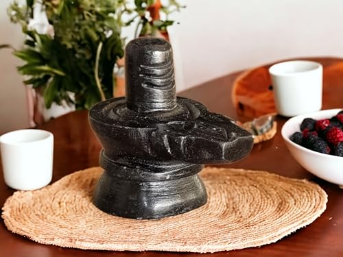 Image of SAUDEEP INDIA Black Marble Shiv Ling | Shiva Lingam for Home Temple | Mahadev Shankar Bholenath Shiv Ling Idol for Pooja Home Temple Mandir (2 Inch Export Quality)