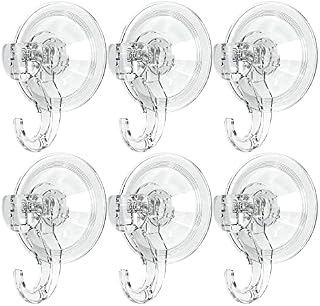 GlobaLink Suction Hooks Super Powerful Lock Clear Plastic Smooth Wall Hangers, Vacuum Seamless Sucker Hook Ultra Heavy Duty Suction Cup Hooks for Bathroom Kitchen Window Bags Coats Caps Towel, 6 Pack