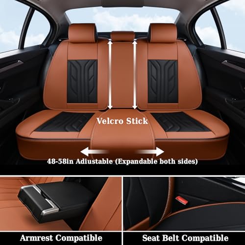 Image of Coverado Front Seat Covers, Car Seat Covers Front Seats, Leather Seat Covers for Cars, Automotive Seat Covers Car Seat Protector Car Accessories Fit for Most Sedans SUV Pick-up Truck(Black&Brown)