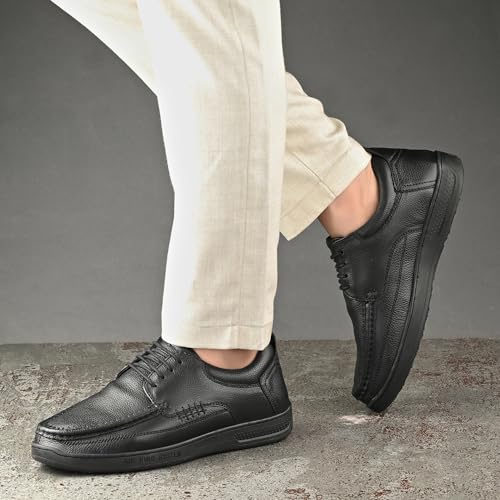 Image of Blue Leather by Centrino Genuine Leather Slip-On Men's Formal Shoe |Stylish with Soft Cushioned Insole |Trendy Non Lace-Up Design |Durable Leather with Anti-Skid Sole | Perfect for Formal Wear (3985)