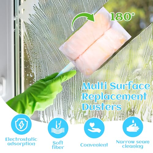 Image of Mimorou 300 Pcs Disposable Dusters Refills Bulk Heavy Duty 180 Multi Surface Replacement Dusters for Cleaning Ceiling Fan with Microfibers Unscented (Light Colors)