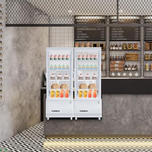 Image of Countertop Display Refrigerator 3.4 Cu.ft, 4-Tier LED Pastry Cooler, Sliding Door, Adjustable Shelves, Commercial Fridge for Bakery Cafe Restaurant, Frost-Free, Black