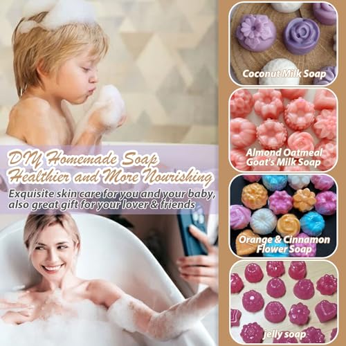 Image of Soap Molds Silicone Flower Shapes 3 Packs for Chocolate Gelatina Lotion Bar Candy Ice Cube Jelly Bathbomb, Blossom Rose Baking Tray Molds Unique Heart Star Food Grade Non-stick Homemade DIY BPA free