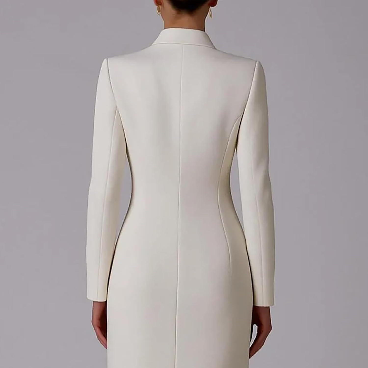 Womens Blazer Dresses Double Breasted Business Blazers for Women Casual Maxi Long Tuxedo Dress Tailored Work Jacket