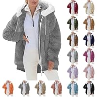 WOXIHUAN Giacca in Pile da Donna Cappotto con Cappuccio Giacche Cerniera Integrale Maglione Coulisse Giacca a Maniche Lunghe Felpa con Tasche Morbido Confortevole Parka Invernale Calda Cappotti