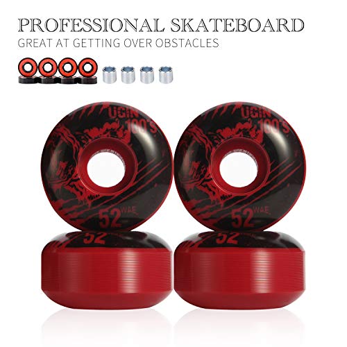 LOSENKA 52mm Wheels Red Skateboard Wheels -100A with Bearings - Thumbnail 2