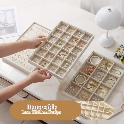 Image of Large Velvet Jewelry Tray Display Drawer Inserts 2 Pack